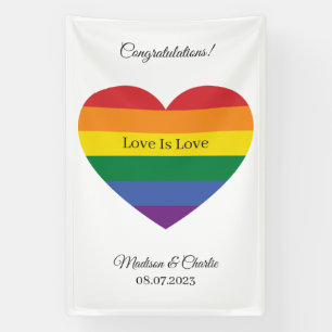 Lona Nombre personalizado Corazón arcoiris