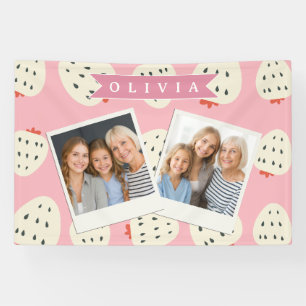 Lona Nombre Personalizado de Fresa Rosa Lindo para Chic