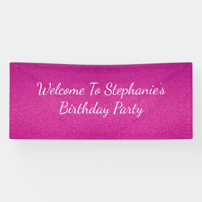 Lona Nombre personalizado de la fiesta de cumpleaños de (Horizontal)
