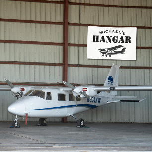 Lona Nombre personalizado Hangar Avión Cessna Piloto Av