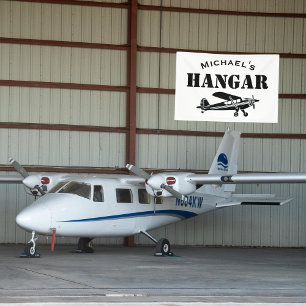 Lona Nombre personalizado Hangar Avión Piloto Aviación