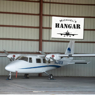 Lona Nombre personalizado Hangar Avión Piloto Aviación