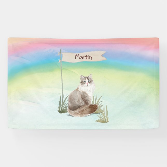 Lona Nombre personalizado Mascota siberiano de gato (Horizontal)