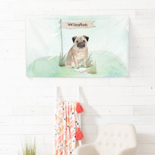Lona Nombre personalizado Perro Mascota Pug