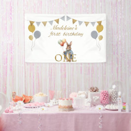 Lona Nombre personalizado Peter el primer cumpleaños de