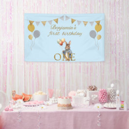 Lona Nombre personalizado Peter el primer cumpleaños de