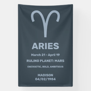 Lona Nombre personalizado / Rótulo Zodiac de texto Arie