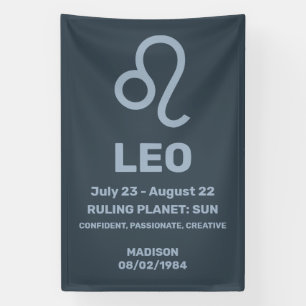 Lona Nombre personalizado / Signo zodiacal de texto Leo