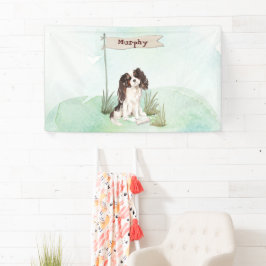 Lona Nombre personalizado Tri Color King Charles Spanie