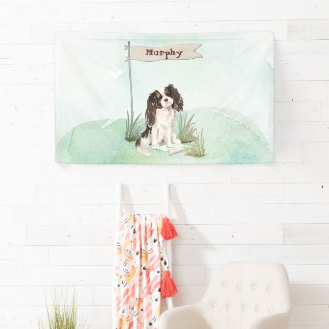 Lona Nombre personalizado Tri Color King Charles Spanie (In situ)