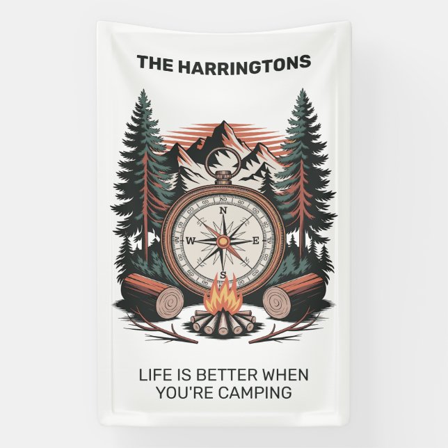 Lona Nombre personalizado y camping de texto (Vertical)