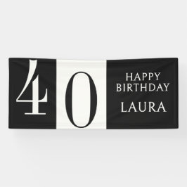 Lona Nombre personalizado y edad Cumpleaños negro blanc
