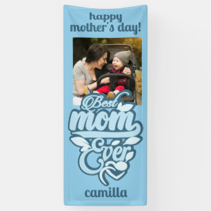 Lona Nombre personalizado y foto "Mejor mamá de todos l