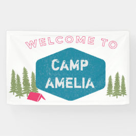 Lona Nombre único del campamento personalizado Pink del