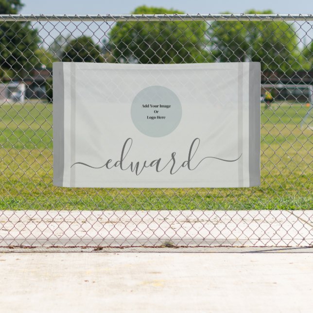 Lona Nombre y logotipo personalizados Gris sencillo (In situ)