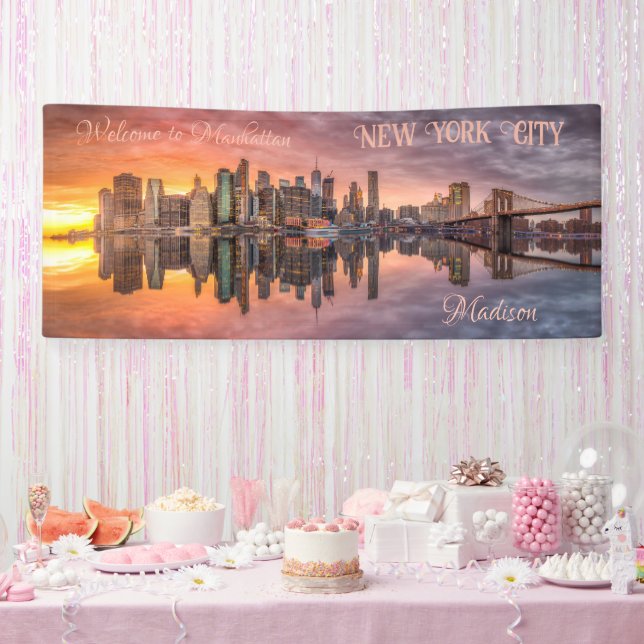 Lona Nombre y texto personalizados en Nueva York (Fiesta)