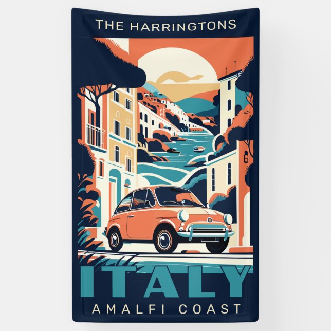 Lona Nombre y texto personalizados Italia (Vertical)