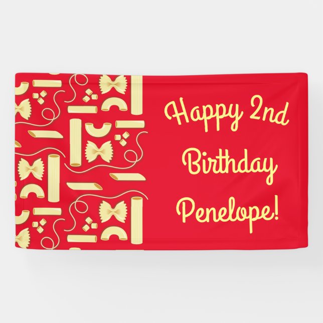 Lona Noodles Pasta Niño Fiesta de cumpleaños 1 italiano (Horizontal)