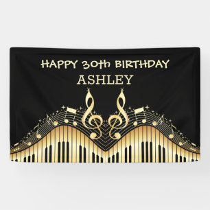 Lona Notas De Oro Y Teclados