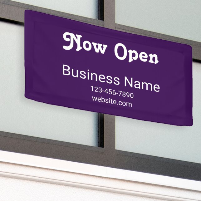 Lona Now Open Business Name Phone Website Purple (Edificio exterior)