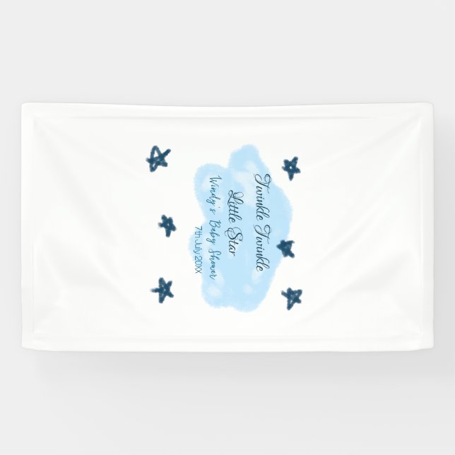 Lona Nubes azules parpadean Twinkle Little Star baby sh (Horizontal)