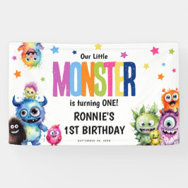 Lona Nuestra Fiesta de Cumpleaños del Pequeño Monstruo