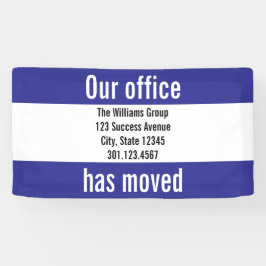 Lona Nuestra oficina ha movido Invitación azul y blanco