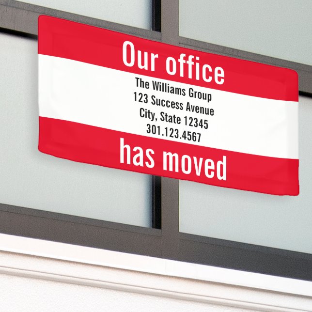 Lona Nuestra oficina ha movido la Invitación roja y bla (Edificio exterior)