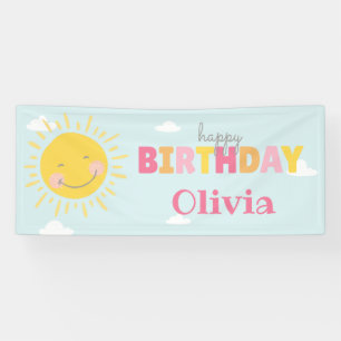 Lona Nuestra Pequeña Sunshine Rosa Feliz Cumpleaños Cua