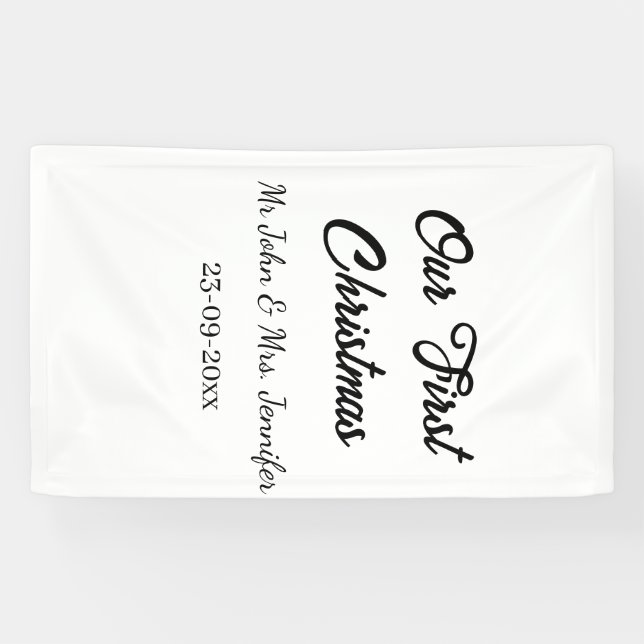 Lona Nuestra primera cita navideña del Sr. y la Sra. (Horizontal)