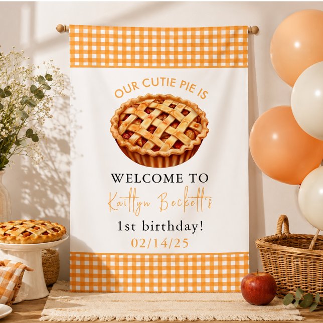 Lona Nuestra Tarta Linda Fiesta de Cumpleaños 1 (Our Cutie Pie 1st Birthday Party Banner)
