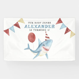 Lona Nuestro bebé tiburón primer cumpleaños bajo el mar