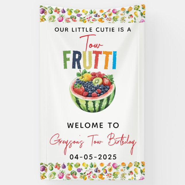 Lona Nuestro pequeño Fiesta de cumpleaños número 2 (Vertical)