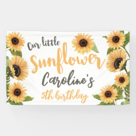 Lona Nuestro pequeño girasol personalizado feliz cumple