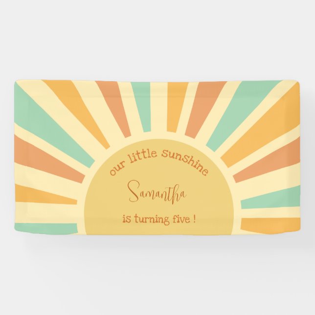 Lona nuestro pequeño sol gran sol con los rayos cumplea (Horizontal)