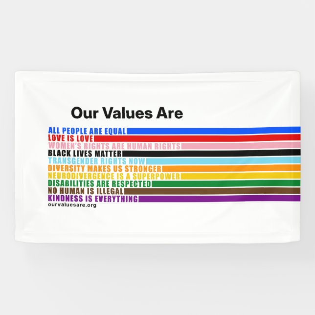 Lona Nuestros valores son banderas (Horizontal)