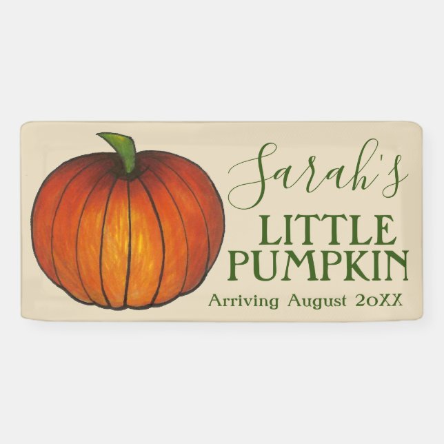 Lona Nueva llegada de la calabaza Baby Shower otoño oto (Horizontal)