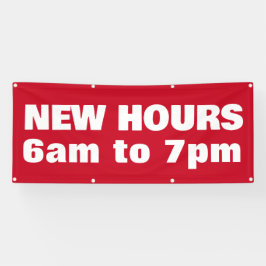 Lona Nuevas horas de negocios negrita rojo exterior