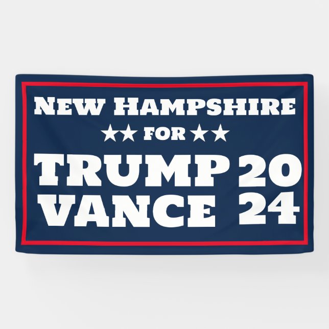 Lona Nuevo Hampshire para la bandera Trump Vance 2024 (Horizontal)