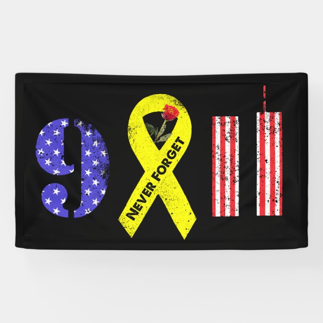 Lona Nunca olvidar 9 11 cinta amarilla (Horizontal)