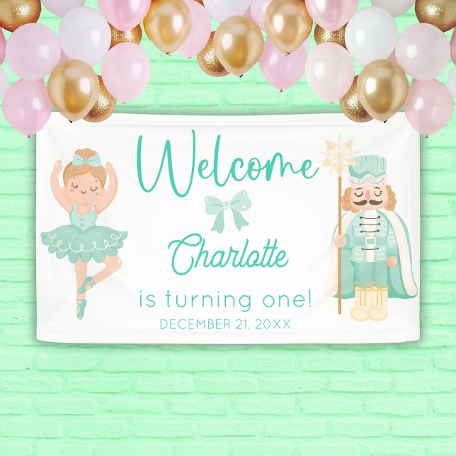 Lona Nutcracker Ballerina Mint Birthday Welcome (Subido por el creador)
