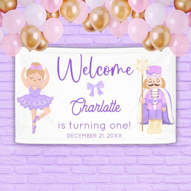 Lona Nutcracker Ballerina Purple Birthday Welcome (Subido por el creador)