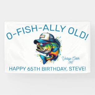 Lona ¡O-Fish-Ally Old! Cumpleaños de los Pescados Color