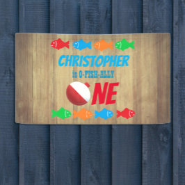 Lona O-Fish-Ally Un pescador Primer cumpleaños