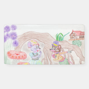 Lona Obras de arte de niños personalizados, dos ratones
