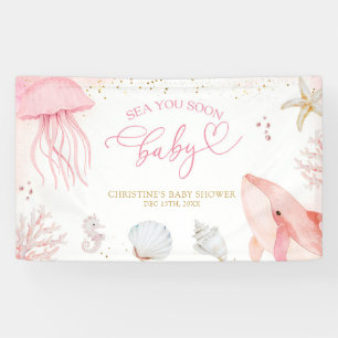 Lona Oceano Rosa Te Vemos Pronto Cumpleaños de Bebe Ver