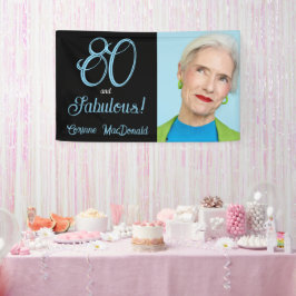 Lona Ochenta Cumpleaños Azul Ártico y Fabuloso