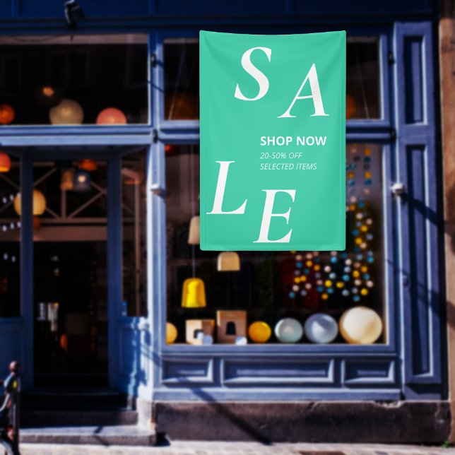 Lona Oferta moderna de venta en tienda moderna anuncios (Trendy Mint SALE Simple Store Business Ads Banner)