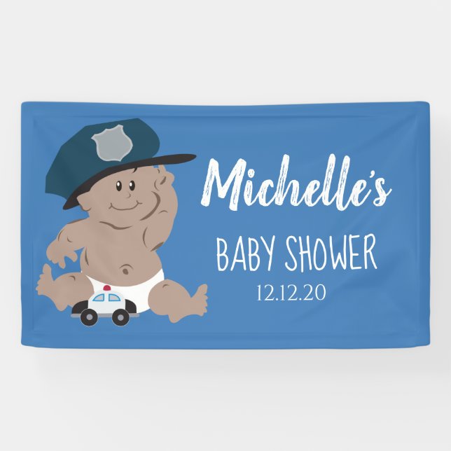 Lona Oficial de Policía de Cop para bebés Baby Shower - (Horizontal)