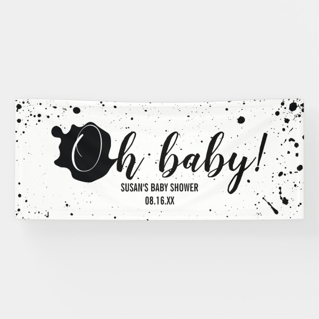 Lona Oh Baby Black + White Splatt Unisex Baby Shower (Horizontal)